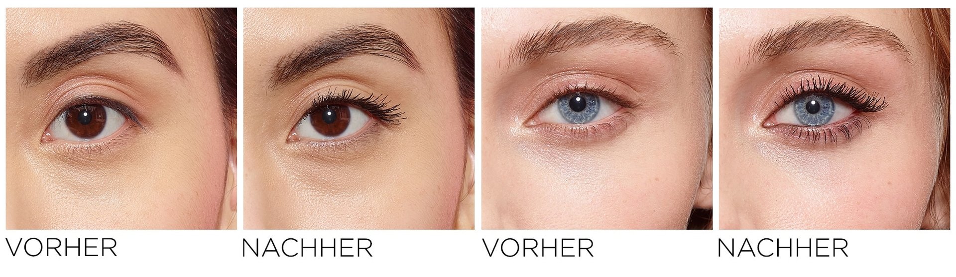 Vorher-Nachher Bilder des Volume Million Lashes Balm Noir